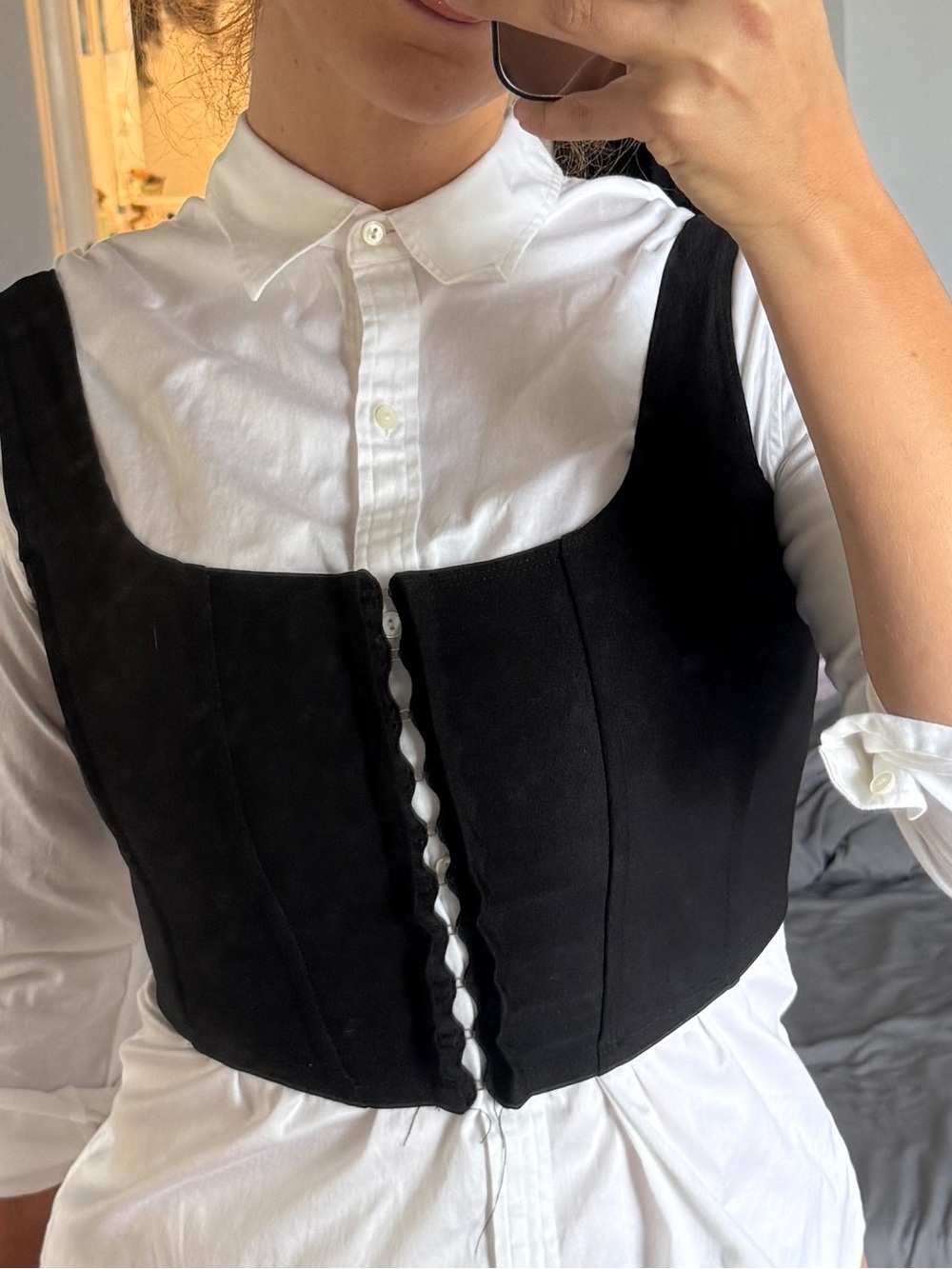 Charlotte Russe Black Corset-Style Crop Top